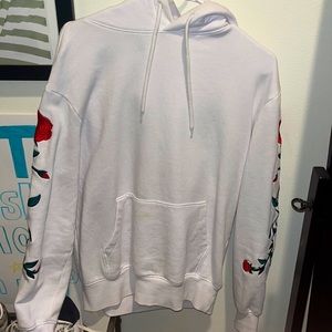 H&M White Hoodie Roses